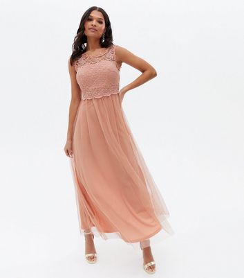VILA Pink Lace Sleeveless Maxi Dress ...